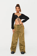 Tie Front Long Sleeve Solid Cardigan Without Bra