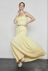 Strapless Smocked Ruched A Line Vacation Set