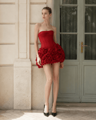 Red Strapless Bandage Sexy Bodycon Party Dress