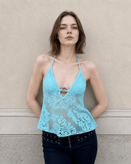 Boho Cutout Sexy V Neck Lace Halter Top