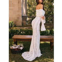 Off-Shoulder Lace Fishtail Dress