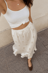 White Polka Dot Sheer Casual Skirt