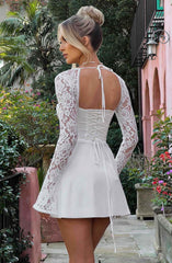 Ashwood Lace Sleeve Mini Dress White