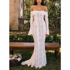 Off-Shoulder Lace Fishtail Dress