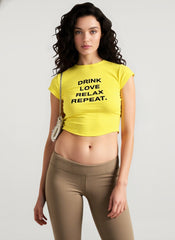 Cropped Letter Print Crewneck T-Shirt