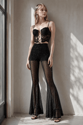 Rhinestone High Waist Bootcut Pant