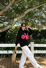 3D OK Letter Print Hoodie