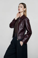 Vintage Notch Lapel Leather Jacket