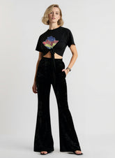 High Waist Velvet Wide Leg Velour Flare Pants