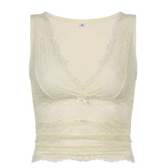 V-Neck Lace Tank Top