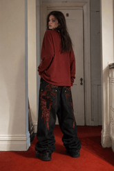 Y2K Dark Embroidered Cleaning Pant