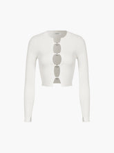 Cutout Split Beads Detail Ribbed Knit Top