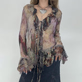 Ruffled Bell Sleeve Blouse