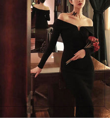 Ribbed Modal Long Sleeve Maxi Dress in Black