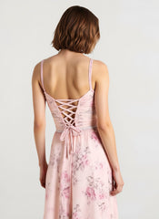 Elegant Floral Print Sleeveless Maxi Party Dress