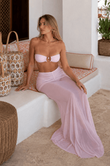 Solid Long Skirt Three Piece Swimsuit