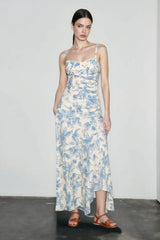 Vintage Print Slim Cami Vacation Dress