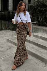 Elegant Leopard Print Slim A-Line Skirt