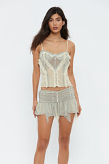 Low Waist Asymmetrical Hem Ruched Mini Skirt