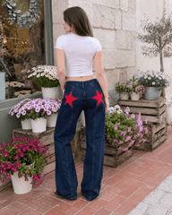 Y2K Star Patch Contrast Wash Jean