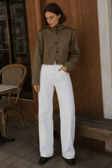 Pleated Collar Long Sleeve Jacket