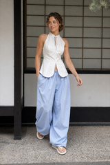 Cotton Lantern Wide Leg Pants