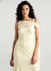 Elegant Solid Sash Shawl Cami Maxi Dress