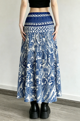 Casual Boho Printed Long Skirt