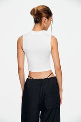 Basic Cut Out Sleeveless Solid Tank Top