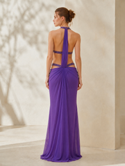 Elegant Sexy Cutout Rhinestone Backless Maxi Dress