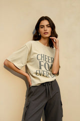 Cotton Oversized Letter Print T-Shirt