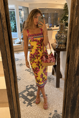 Ethnic Vintage Print Slim Cami Midi Dress