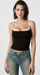 Slim Fit Lace Panel Cami Top