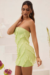 Bandeau Ruffle Detail Mini Dress