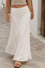 Drawstring High Waist Bodycon Midi Skirt