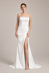 Satin Spaghetti Strap Mermaid Party Dress