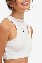 Solid Cut Out Ribbed Crop Top