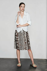 Natural Linen Leaf Vacation Skirt