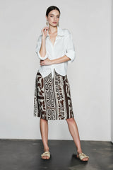 Natural Linen Leaf Vacation Skirt