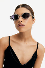 Rhinestone Decor Oval Frame Fashion Sunglasses