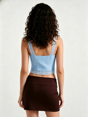 Sexy Ruffled Stripe Lace Tank Top