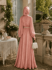 Shimmer Tulle Inner Skirt Outer Skirt Headscarf Three Piece Prom Dress