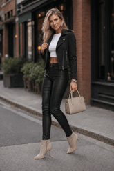 Short Suede Moto Zip Coat