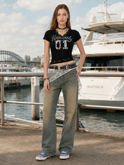 Lace Patchwork Cropped Slim T-shirt