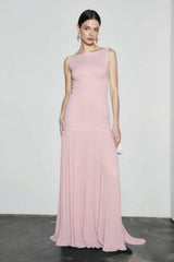 Solid Color Sleeveless Knit Slip Prom Dress