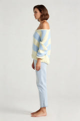 Casual Loose Off-Shoulder Striped Sweet Sweater