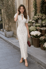 Elegant Floral Deep V Bodycon Maxi Dress
