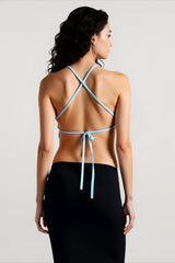 Mozision Knit Crop Backless Lace-Up Cami Top