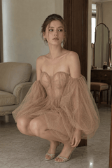 Sweet Sexy Bandeau Puff Sleeve Mini Dress