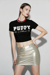 Y2K Print Cutout Crop T-shirts